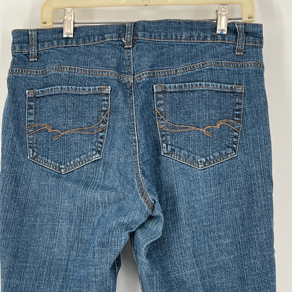 KIM ROGERS STRAIGHT CROP FRINGE HEM JEANS FLATTERING STRETCH CLASSIC 5 POCKETS